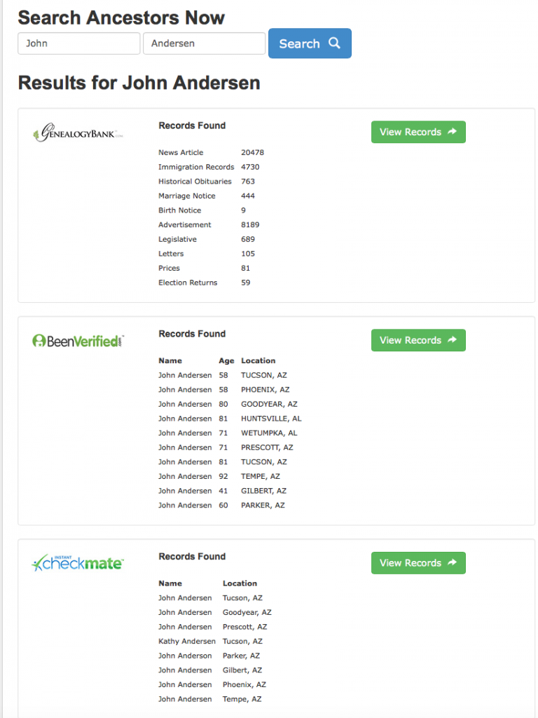 Ancestry Data Name Search